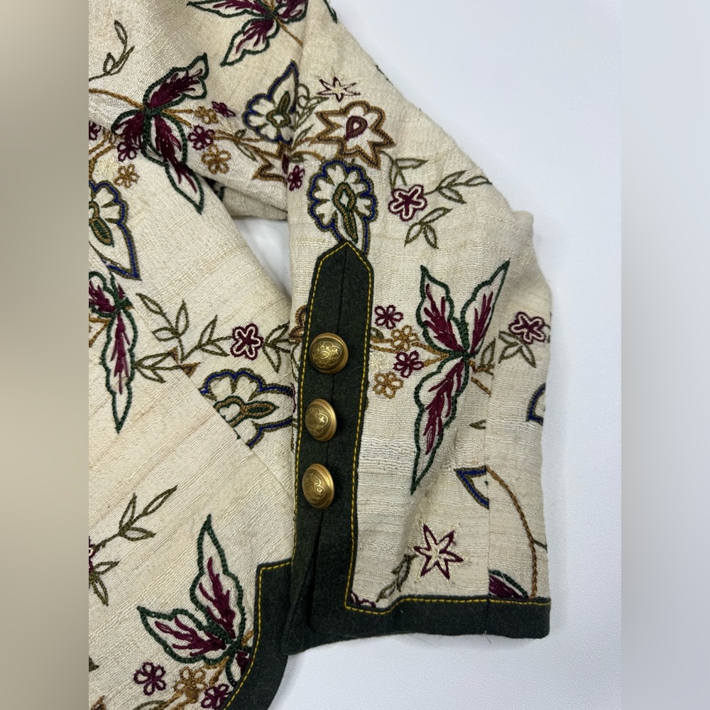 Vintage Helene Straber Silk Embroidered Puff Sleeve Crop Jacket Size 38 US 8 - Picture 14 of 15